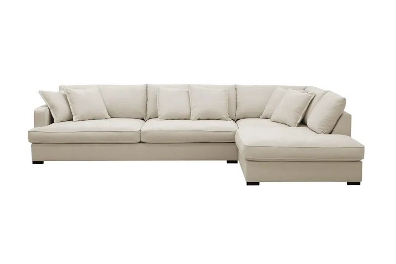 Rossita Lyx 4-sits Högervänd L-formad Extra Djup Schäslongsoffa i Tyg - Beige Tyg - Products - Möbler - Soffa - Divansoffa & schäslongsoffa - 4 sits soffa med divan