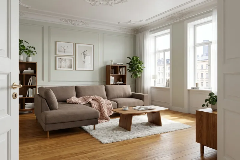 Scandi Djup 4-sits Soffa med Schäslong Vänster i Tyg - Mörkbrun - Products - Möbler - Soffa - Divansoffa & schäslongsoffa - 4 sits soffa med divan
