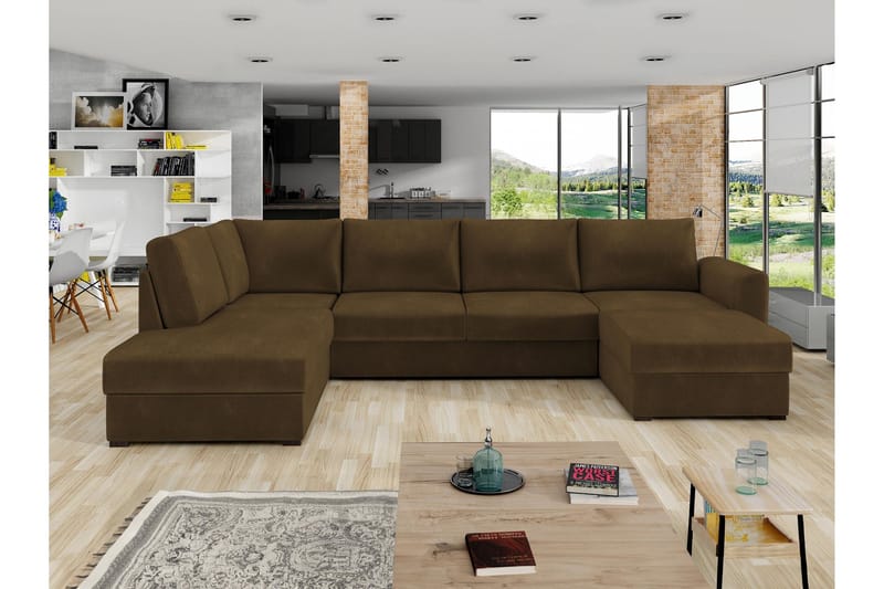 Taberk Soffa med Divan och Schäslong 4-sits - Brun - Products - Möbler - Soffa - Divansoffa & schäslongsoffa - 4 sits soffa med divan