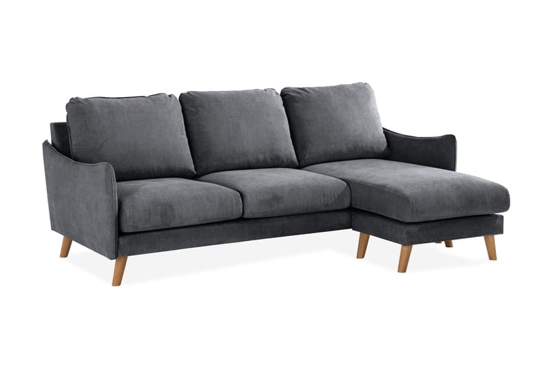 Trend Lyx 3-sits Divansoffa Höger - Mörkgrå/Ek - Products - Möbler - Soffa - Divansoffa & schäslongsoffa - 4 sits soffa med divan