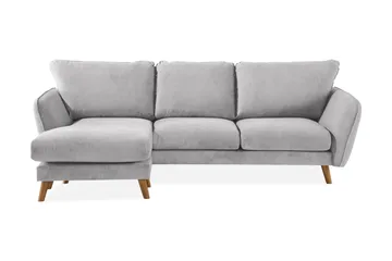 Trend Lyx 3-sits Vänstervänd L-formad Divansoffa i Tyg, Ljusgrå