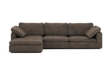Visby 4-sits L-formad Djup Vändbar Soffa med Divan i Tyg, Mörkbrun