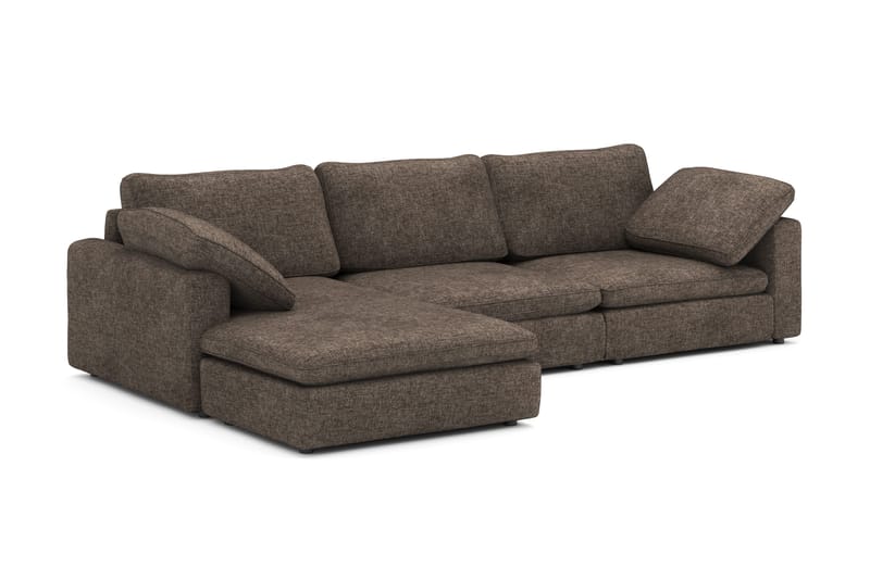 Visby 4-sits L-formad Djup Vändbar Soffa med Divan i Tyg - Mörkbrun - Products - Möbler - Soffa - Divansoffa & schäslongsoffa - 4 sits soffa med divan