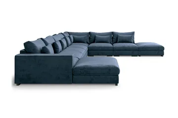 Dubai U-modulsoffa Large med Divan Vänster Sammet Extra Djup - Blå - Products - Möbler - Soffa - U-soffa