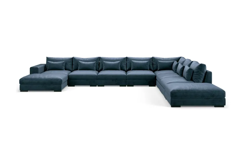 Dubai U-modulsoffa Large med Divan Vänster Sammet Extra Djup - Blå - Products - Möbler - Soffa - U-soffa