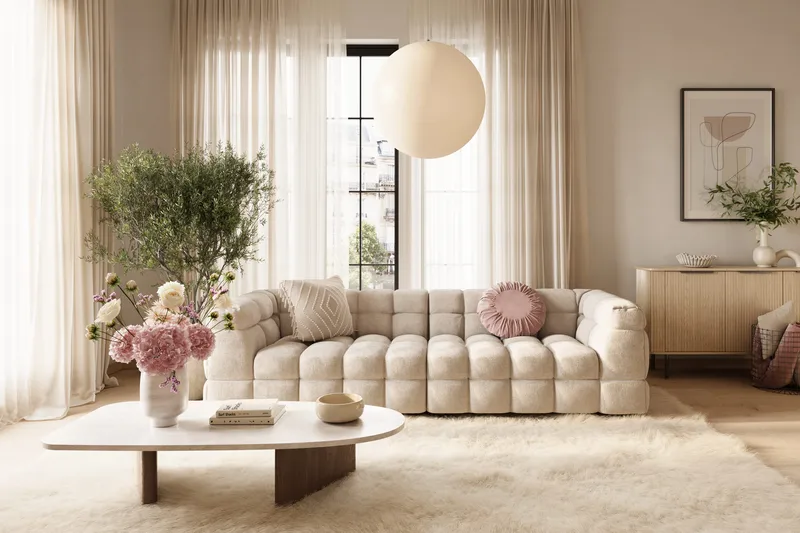 Elise 4-sits Bubblig Soffa - Beige - Products - Möbler - Soffa - 4 sits soffa