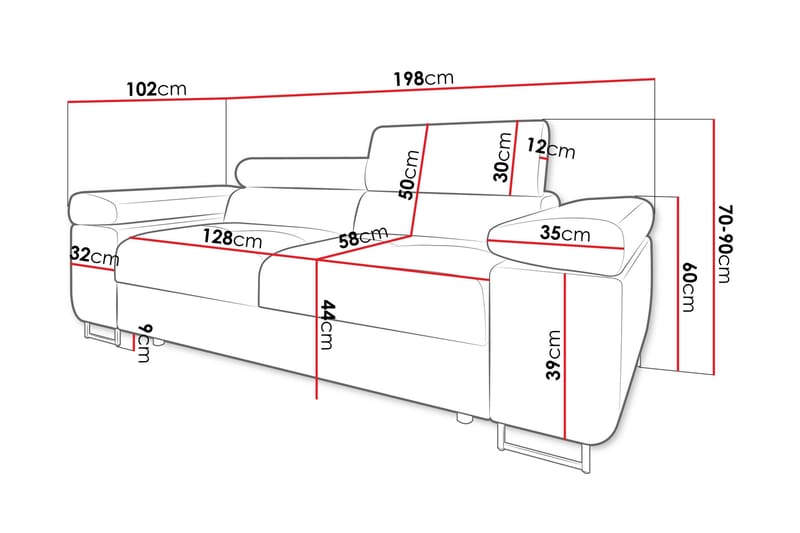 Gabina Soffa 2-sits - Svart - Products - Möbler - Soffa - 2 sits soffa