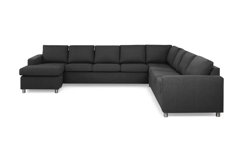 Crazy 7-sits Vändbar U-formad XX-Large Hörnsoffa med divan i Tyg, Mörkgrå / Antracit