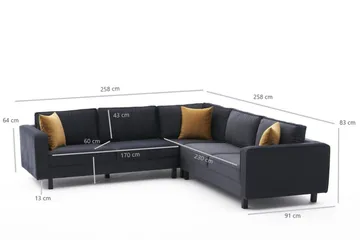 Kaletea Soffa m. Divan 4-sits - Mörkgrå - Products - Möbler - Soffa - Hörnsoffa