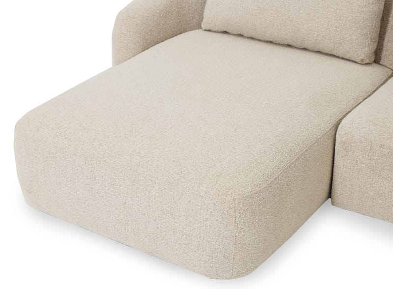 Milano 5-sits Rundad Vänstervänd L-soffa med Låg Rygg i Beige Boucle - Beige - Products - Möbler - Soffa - Divansoffa & schäslongsoffa