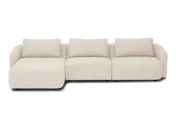 Milano 5-sits Rundad Vänstervänd L-soffa med Låg Rygg i Beige Boucle, Beige