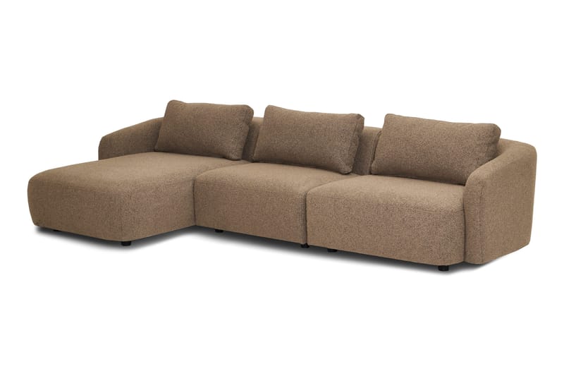 Milano 5-sits Rundad Vänstervänd L-soffa med Låg Rygg i Brun Boucle - Brun - Products - Möbler - Soffa - Divansoffa & schäslongsoffa