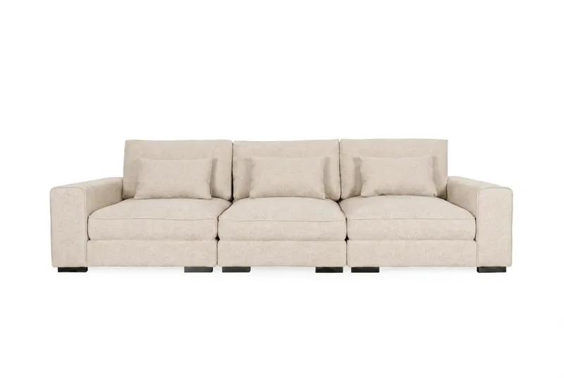 Dubai 3-sits soffa Extra Djup i Chenille - Beige - Products - Möbler - Soffa - Modulsoffa - Komplett modulsoffa