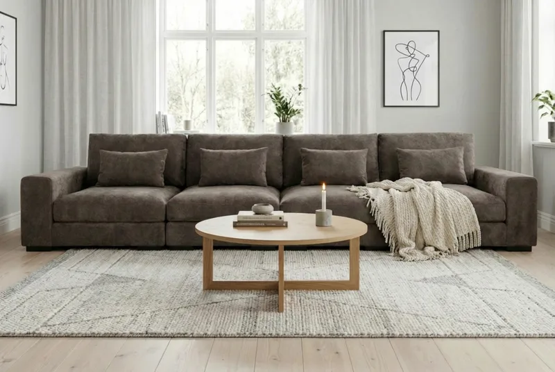 Dubai 4-sits soffa Extra Djup i Chenille - Mörkbrun - Products - Möbler - Soffa - Modulsoffa - Komplett modulsoffa