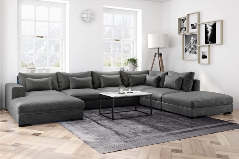 Dubai Hörnmodul Sammet Extra Djup - Mörkgrå - Products - Möbler - Soffa - Modulsoffa - Hörnmodul