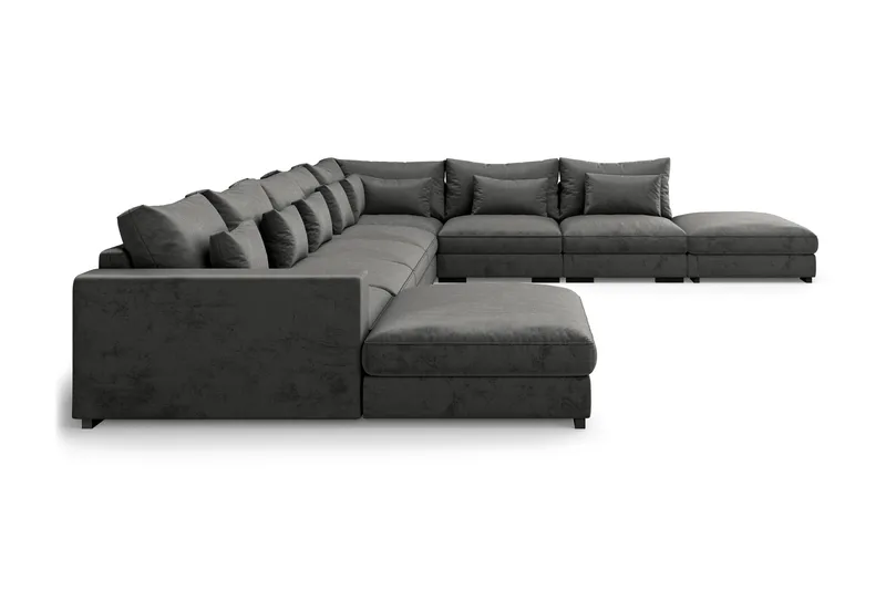 Dubai Stor U-modulsoffa med Divan Vänster Sammet 527 cm Extra Djup - Mörkgrå - Products - Möbler - Soffa - Modulsoffa - Komplett modulsoffa