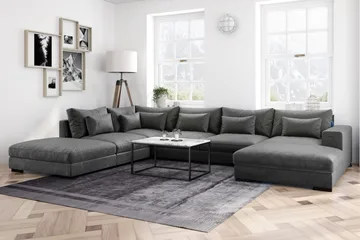Dubai Stor U Soffa modul med Divan Höger Sammet Extra djup - Mörkgrå - Products - Möbler - Soffa - Modulsoffa - Komplett modulsoffa
