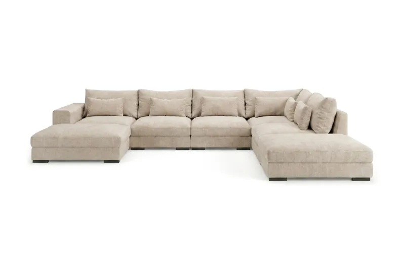 Dubai Stor U Soffa modul med Divan Vänster Extra Djup i Chenille - Beige - Products - Möbler - Soffa - Modulsoffa - Komplett modulsoffa