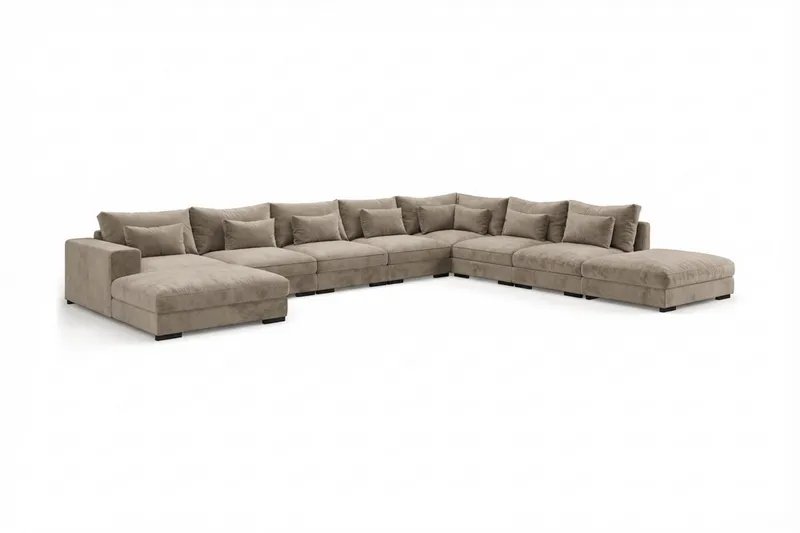 Dubai U-modulsoffa Large med Divan Vänster Extra Djup i Chenille - Brun - Products - Möbler - Soffa - Modulsoffa - Komplett modulsoffa