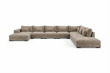 Dubai U-modulsoffa Large med Divan Vänster Extra Djup i Chenille - Brun - Products - Möbler - Soffa - Modulsoffa - Komplett modulsoffa