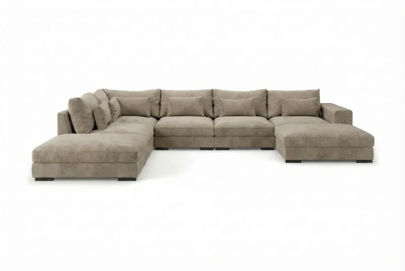 Dubai U-modulsoffa med Divan Höger Extra Djup i Chenille - Brun - Products - Möbler - Soffa - Modulsoffa - Komplett modulsoffa