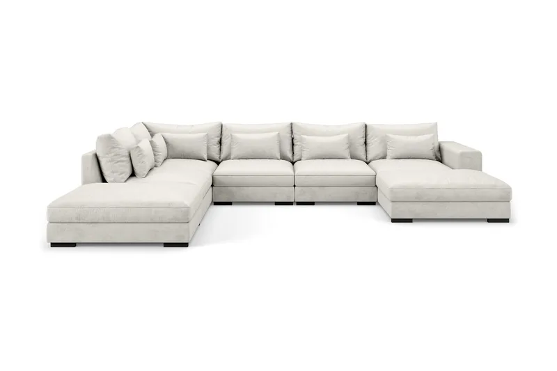 Dubai U-modulsoffa med Divan Höger Sammet Extra Djup - Vit - Products - Möbler - Soffa - Modulsoffa - Komplett modulsoffa