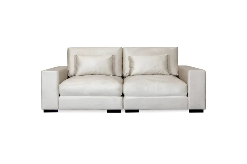Dubai 2-sits soffa sammet Extra Djup - Vit - Products - Möbler - Soffa - Modulsoffa - Komplett modulsoffa