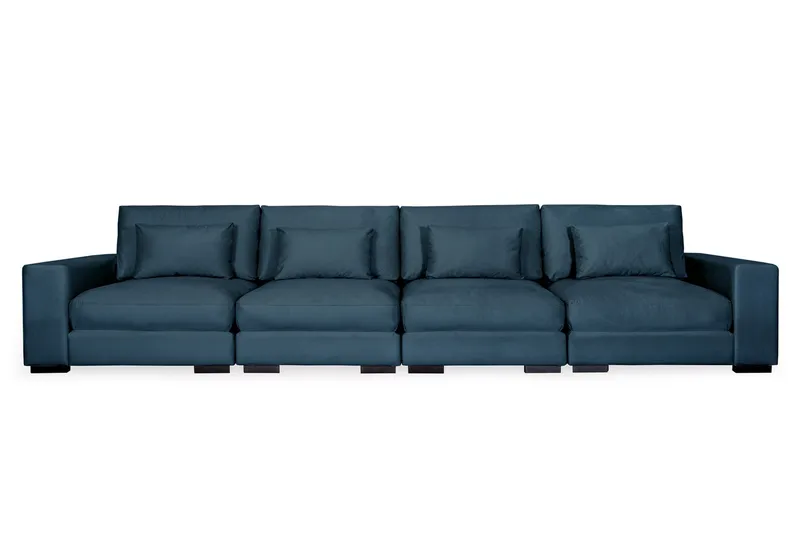 Dubai 4-sits soffa sammet Extra Djup - Blå - Products - Möbler - Soffa - Modulsoffa - Komplett modulsoffa