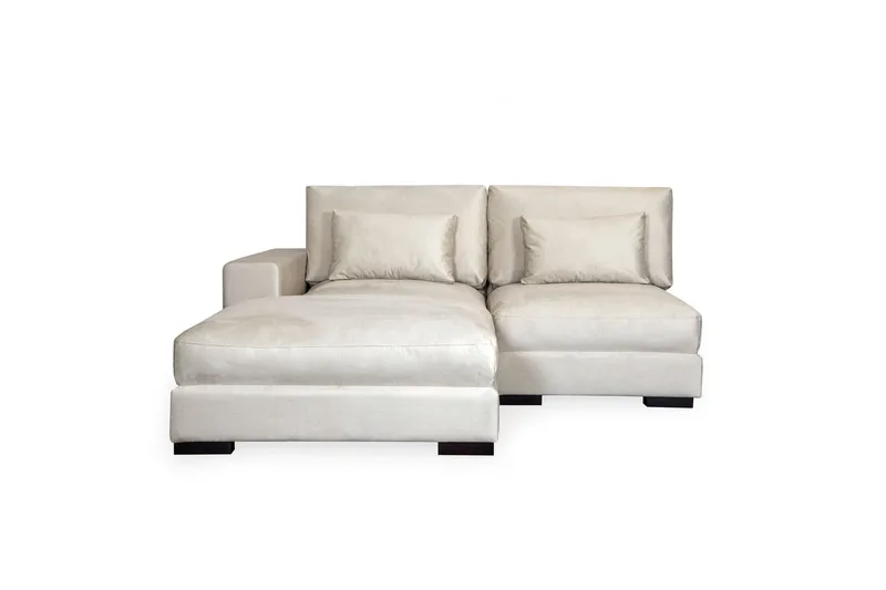 Dubai Divansoffa Vänster Sammet Extra Djup - Vit - Products - Möbler - Soffa - Modulsoffa - Komplett modulsoffa