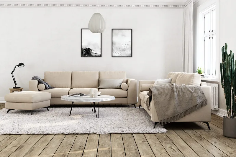 Ocean Lyx 3-sits Sammetssoffa - Beige - Products - Möbler - Soffa - 2 sits soffa