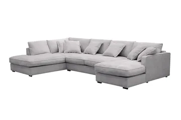 Rossita Lyx 5-sits Högervänd U-formad Extra djup Soffa med Divan och Schäslong i Chenille - Grå - Products - Möbler - Soffa - U-soffa