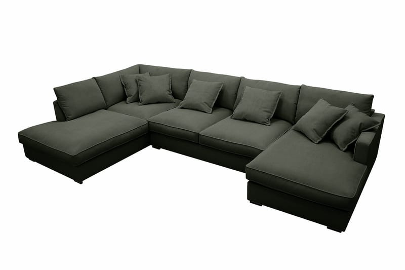 Rossita Lyx 5-sits Högervänd U-formad Extra djup Soffa med Divan och Schäslong i Manchester - Mörkgrön - Products - Möbler - Soffa - U-soffa