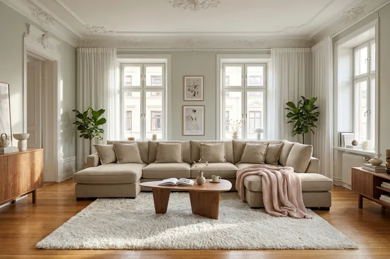 Rossita Lyx 5-sits Högervänd U-formad Extra djup Soffa med Divan och Schäslong i Tyg - Brun - Products - Möbler - Soffa - U-soffa