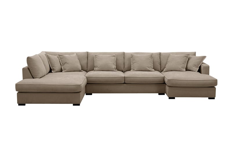 Rossita Lyx 5-sits Högervänd U-formad Extra djup Soffa med Divan och Schäslong i Tyg - Brun - Products - Möbler - Soffa - U-soffa