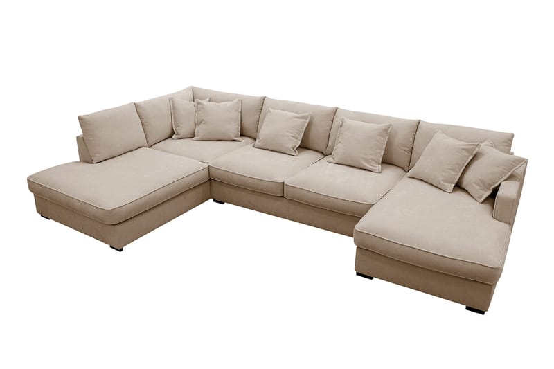 Rossita Lyx 5-sits Högervänd U-formad Extra djup Soffa med Divan och Schäslong i Tyg - Ljusbrun - Products - Möbler - Soffa - U-soffa