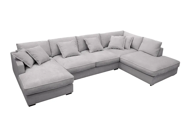 Rossita Lyx 5-sits Vänstervänd U-formad Extra djup Soffa med Divan och Schäslong i Chenille - Grå - Products - Möbler - Soffa - U-soffa
