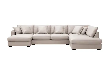 Rossita Lyx 5-sits Vänstervänd U-formad Extra djup Soffa med Divan och Schäslong i Sammet - Beige - Products - Möbler - Soffa - Sammetssoffa