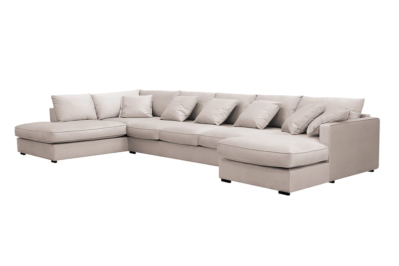 Rossita Lyx 6-sits Högervänd U-formad Extra djup Soffa med Divan och Schäslong i Sammet - Beige - Products - Möbler - Soffa - Sammetssoffa