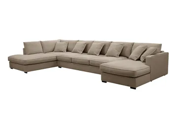 Rossita Lyx 6-sits Högervänd U-formad Extra djup Soffa med Divan och Schäslong i Tyg - Brun - Products - Möbler - Soffa - U-soffa