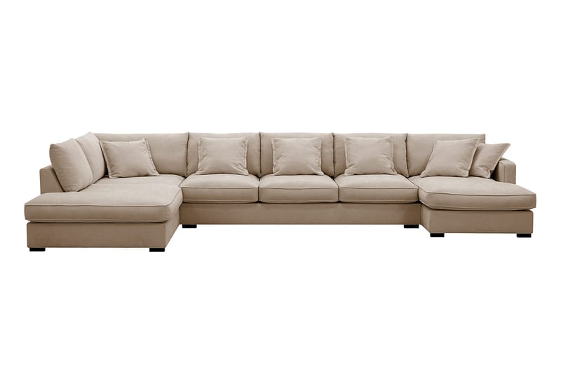 Rossita Lyx 6-sits Högervänd U-formad Extra djup Soffa med Divan och Schäslong i Tyg - Ljusbrun - Products - Möbler - Soffa - U-soffa