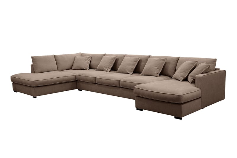 Rossita Lyx 6-sits Högervänd U-formad Extra djup Soffa med Divan och Schäslong i Tyg - Mörkbrun - Products - Möbler - Soffa - U-soffa