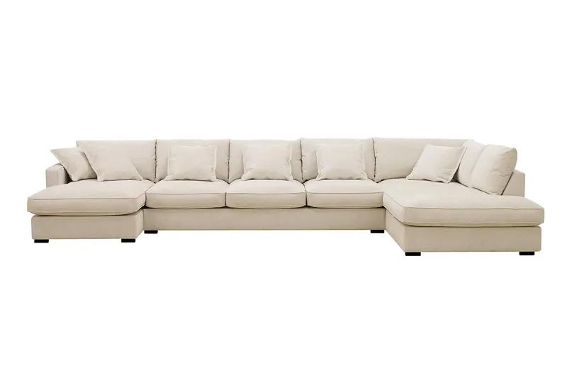 Rossita Lyx 6-sits Vänstervänd U-formad Extra djup Soffa med Divan och Schäslong i Chenille - Beige - Products - Möbler - Soffa - U-soffa