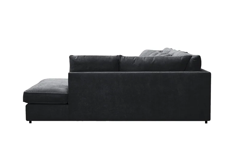 Rossita Lyx 6-sits Vänstervänd U-formad Extra djup Soffa med Divan och Schäslong i Chenille - Svart - Products - Möbler - Soffa - U-soffa