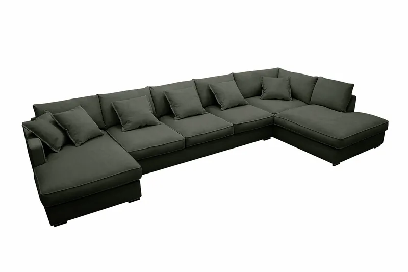 Rossita Lyx 6-sits Vänstervänd U-formad Extra djup Soffa med Divan och Schäslong i Manchester - Mörkgrön - Products - Möbler - Soffa - U-soffa