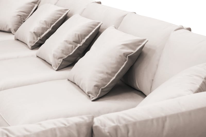 Rossita Lyx 6-sits Vänstervänd U-formad Extra djup Soffa med Divan och Schäslong i Sammet - Beige - Products - Möbler - Soffa - Sammetssoffa