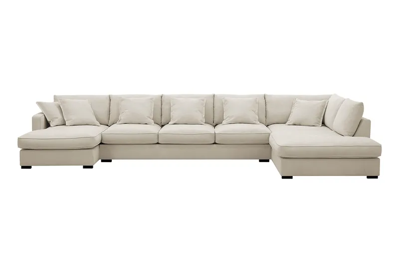 Rossita Lyx 6-sits Vänstervänd U-formad Extra djup Soffa med Divan och Schäslong i Tyg - Beige - Products - Möbler - Soffa - U-soffa