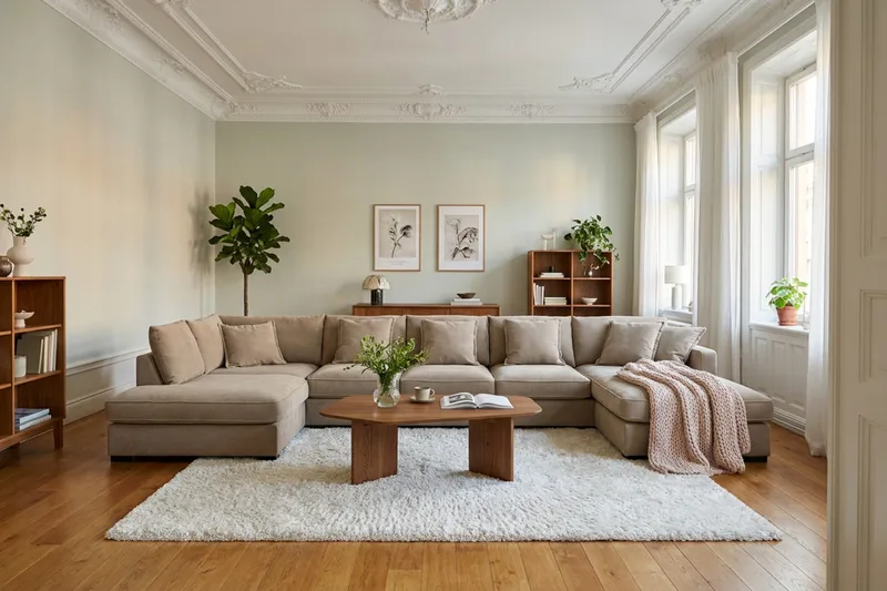 Rossita Lyx 6-sits Vänstervänd U-formad Extra djup Soffa med Divan och Schäslong i Tyg - Brun - Products - Möbler - Soffa - U-soffa