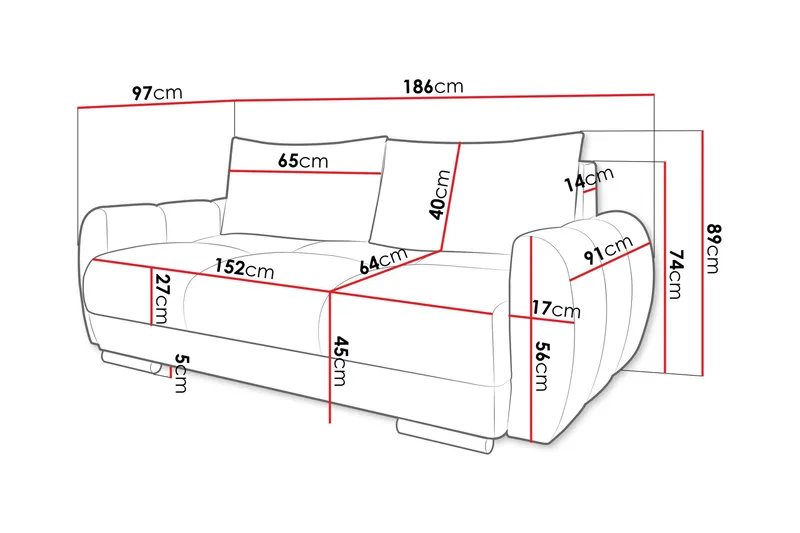 Simerly Soffa 3-sits - Grå - Products - Möbler - Soffa - 3 sits soffa