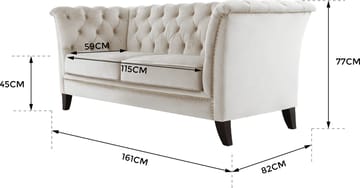 Soffa 2-sits chesterfield blå - Milton - Blå - Products - Möbler - Soffa - Chesterfield soffa