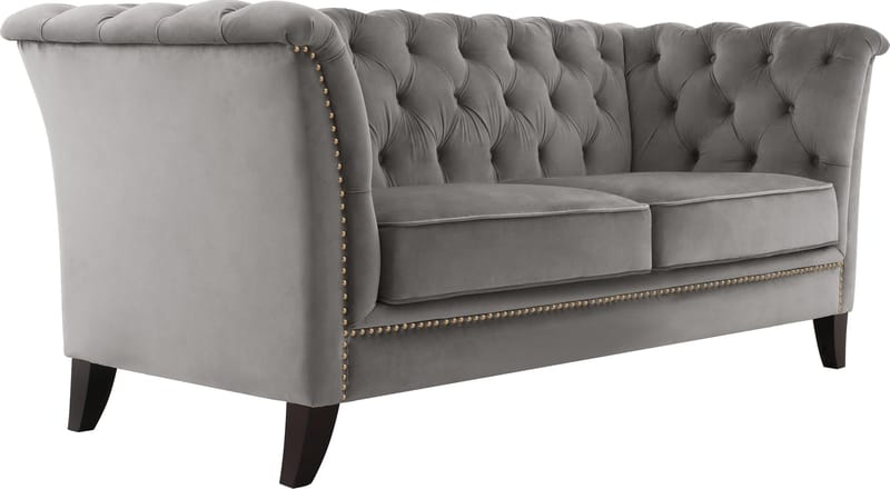Soffa 2-sits chesterfield grå - Henry - Grå sammet - Products - Möbler - Soffa - Chesterfield soffa